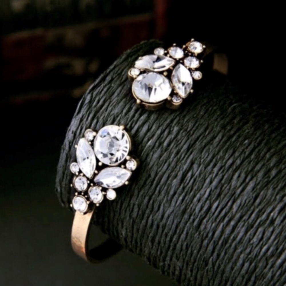 Antique Gold Clear Crystal Cuff Bracelet